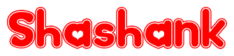 The image is a clipart featuring the word Shashank written in a stylized font with a heart shape replacing inserted into the center of each letter. The color scheme of the text and hearts is red with a light outline.