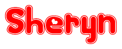 The image is a clipart featuring the word Sheryn written in a stylized font with a heart shape replacing inserted into the center of each letter. The color scheme of the text and hearts is red with a light outline.