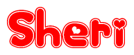 The image is a clipart featuring the word Sheri written in a stylized font with a heart shape replacing inserted into the center of each letter. The color scheme of the text and hearts is red with a light outline.