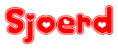 The image displays the word Sjoerd written in a stylized red font with hearts inside the letters.