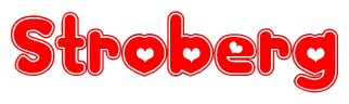 The image displays the word Stroberg written in a stylized red font with hearts inside the letters.