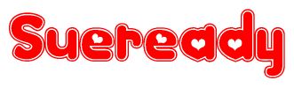 Red and White Sueready Word with Heart Design