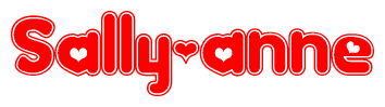 The image displays the word Sally-anne written in a stylized red font with hearts inside the letters.