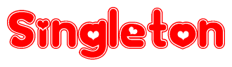 The image displays the word Singleton written in a stylized red font with hearts inside the letters.