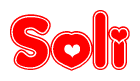 The image displays the word Soli written in a stylized red font with hearts inside the letters.