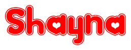 The image displays the word Shayna written in a stylized red font with hearts inside the letters.