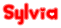 The image displays the word Sylvia written in a stylized red font with hearts inside the letters.