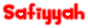 The image displays the word Safiyyah written in a stylized red font with hearts inside the letters.