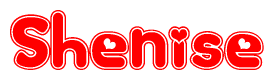 The image displays the word Shenise written in a stylized red font with hearts inside the letters.