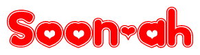 The image displays the word Soon-ah written in a stylized red font with hearts inside the letters.