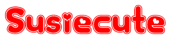 The image is a clipart featuring the word Susiecute written in a stylized font with a heart shape replacing inserted into the center of each letter. The color scheme of the text and hearts is red with a light outline.