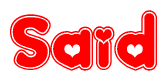 The image displays the word Said written in a stylized red font with hearts inside the letters.