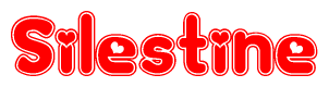 The image displays the word Silestine written in a stylized red font with hearts inside the letters.