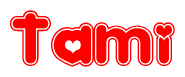 The image displays the word Tami written in a stylized red font with hearts inside the letters.