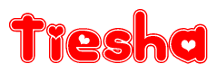 The image displays the word Tiesha written in a stylized red font with hearts inside the letters.