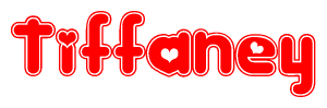 The image displays the word Tiffaney written in a stylized red font with hearts inside the letters.
