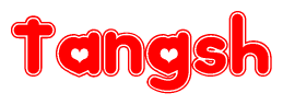 The image displays the word Tangsh written in a stylized red font with hearts inside the letters.