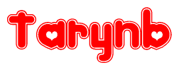 The image is a clipart featuring the word Tarynb written in a stylized font with a heart shape replacing inserted into the center of each letter. The color scheme of the text and hearts is red with a light outline.