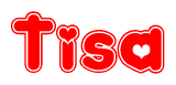 The image displays the word Tisa written in a stylized red font with hearts inside the letters.