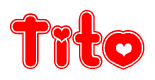 The image displays the word Tito written in a stylized red font with hearts inside the letters.