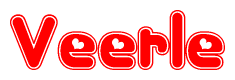 The image is a clipart featuring the word Veerle written in a stylized font with a heart shape replacing inserted into the center of each letter. The color scheme of the text and hearts is red with a light outline.