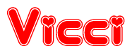 The image displays the word Vicci written in a stylized red font with hearts inside the letters.