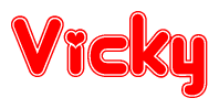The image displays the word Vicky written in a stylized red font with hearts inside the letters.