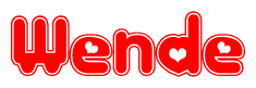 The image displays the word Wende written in a stylized red font with hearts inside the letters.