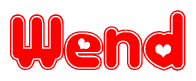 The image displays the word Wend written in a stylized red font with hearts inside the letters.