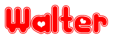 The image displays the word Walter written in a stylized red font with hearts inside the letters.