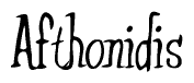 The image contains the word 'Afthonidis' written in a cursive, stylized font.