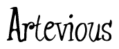 The image contains the word 'Artevious' written in a cursive, stylized font.