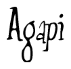 The image is of the word Agapi stylized in a cursive script.