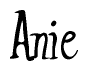 The image contains the word 'Anie' written in a cursive, stylized font.