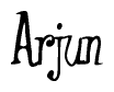 The image contains the word 'Arjun' written in a cursive, stylized font.