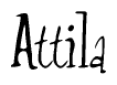 The image contains the word 'Attila' written in a cursive, stylized font.