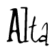 The image is of the word Alta stylized in a cursive script.