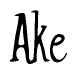 The image contains the word 'Ake' written in a cursive, stylized font.