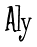 The image contains the word 'Aly' written in a cursive, stylized font.
