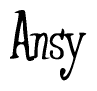 The image contains the word 'Ansy' written in a cursive, stylized font.