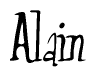 The image contains the word 'Alain' written in a cursive, stylized font.