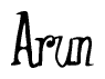 The image is of the word Arun stylized in a cursive script.