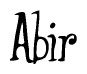 The image contains the word 'Abir' written in a cursive, stylized font.