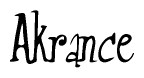 The image contains the word 'Akrance' written in a cursive, stylized font.