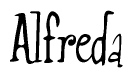 The image is a stylized text or script that reads 'Alfreda' in a cursive or calligraphic font.