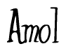 The image is of the word Amol stylized in a cursive script.