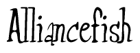 The image is a stylized text or script that reads 'Alliancefish' in a cursive or calligraphic font.