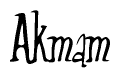 The image is of the word Akmam stylized in a cursive script.