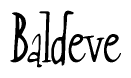 The image is of the word Baldeve stylized in a cursive script.