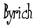 The image is of the word Byrich stylized in a cursive script.